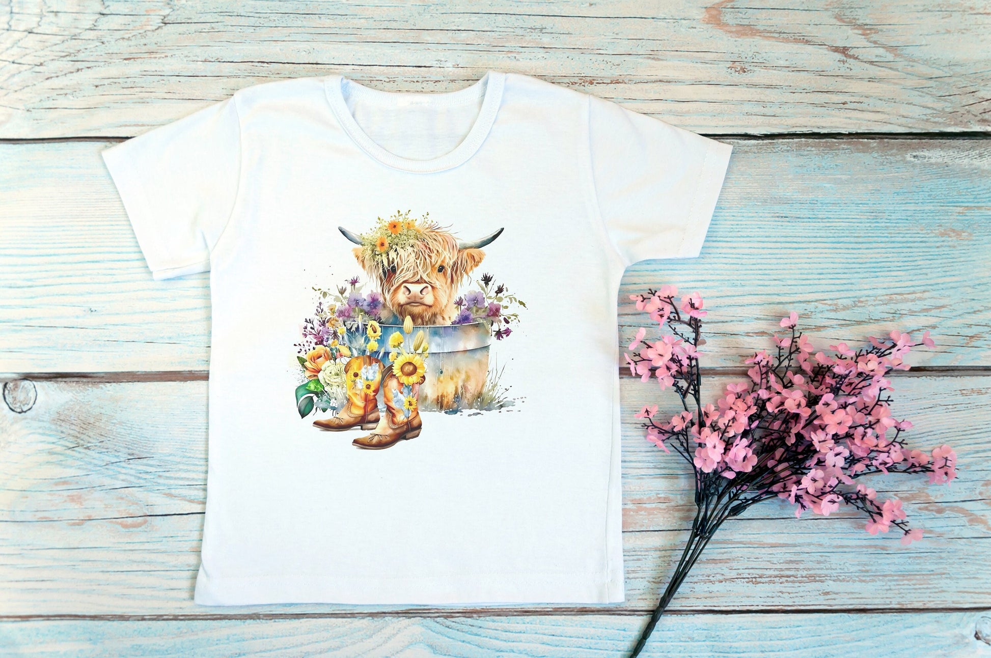Baby Highland Cow Youth Shirt Tee, Country Shirt Tee