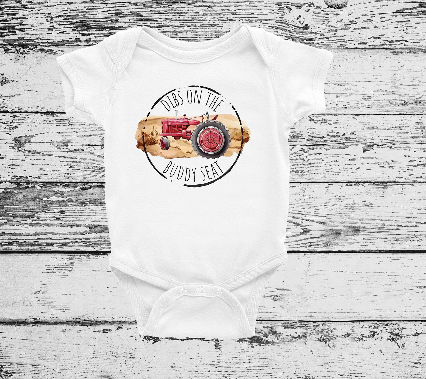 Dibs on the Buddy Seat Tractor Bodysuit, Tractor Baby Creeper, Country Baby, Farming Baby