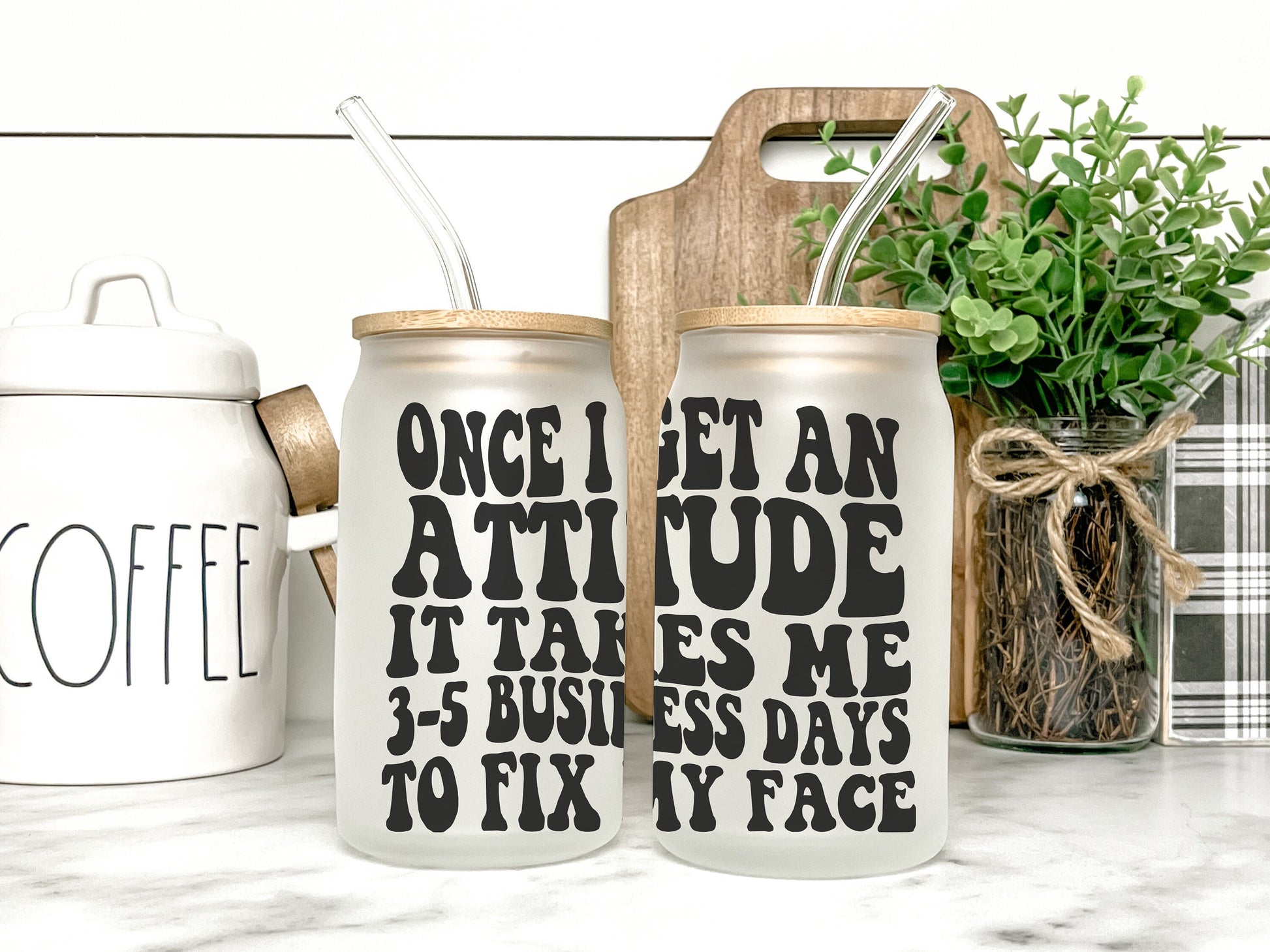 Once I Get an Attitude It Takes Me 3-5 Business Days To Fix My Face Cup Iced Coffee Cup Glass, Beer Can Glass, Funny Coffee Cup, Glass Cup