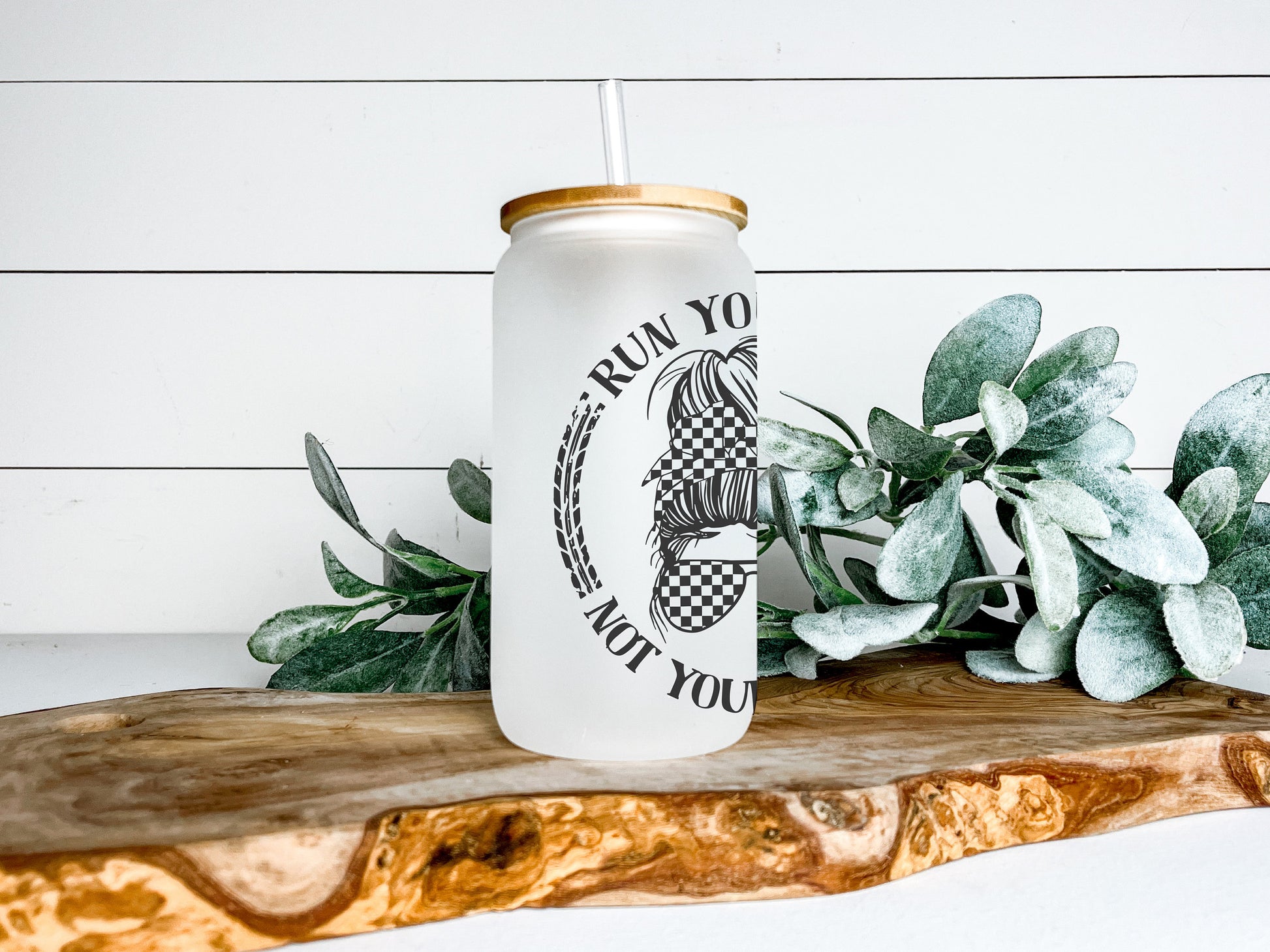 Run Your Car Not Your Mouth Cup Iced Coffee Cup Glass, Racing Beer Can Glass, Racing Iced Coffee Cup, Glass Cup Coffee Can Beer