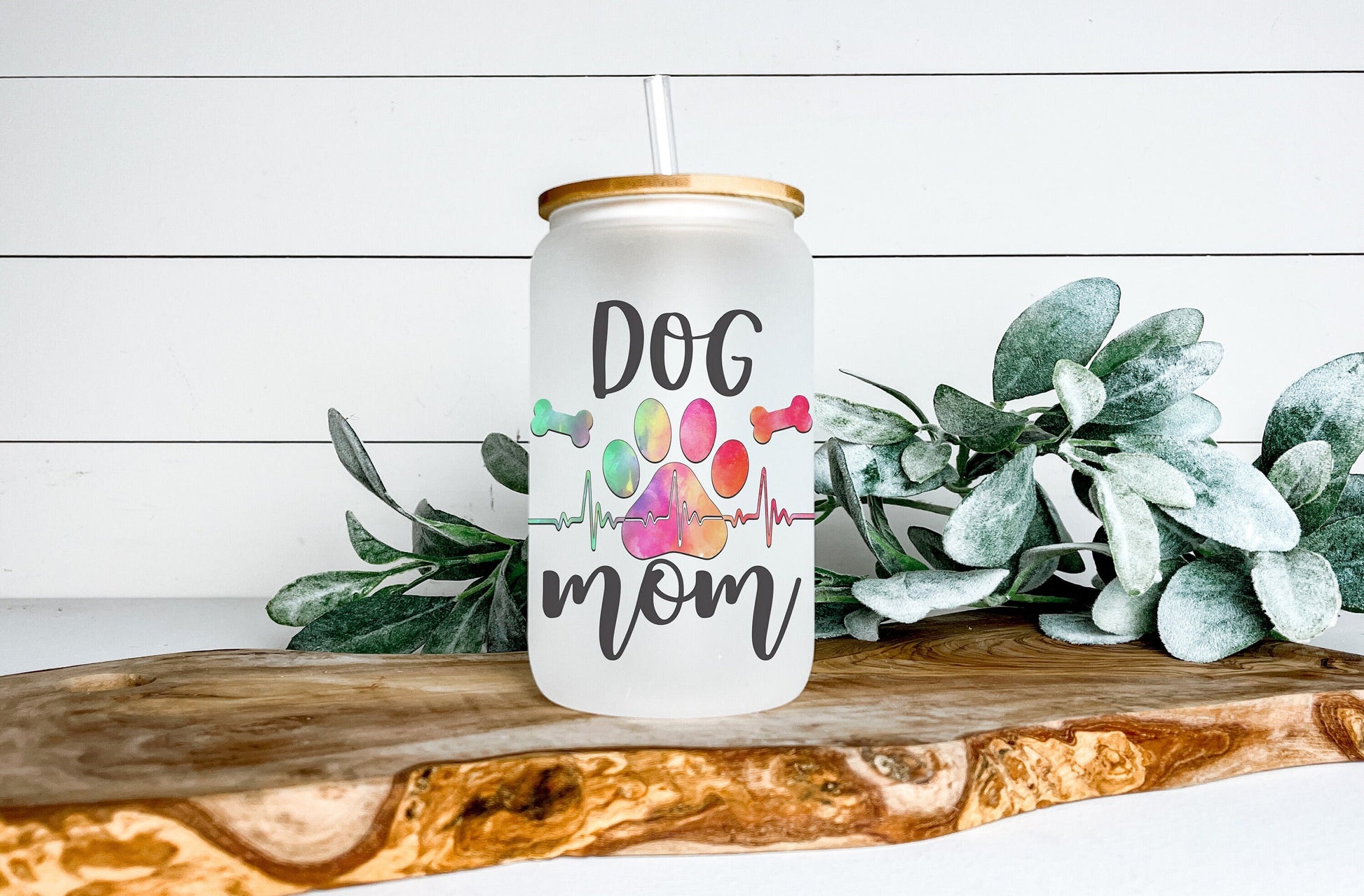 Dog Mom Cup Iced Coffee Cup Glass, Beer Can Glass, Dog Mom Coffee Cup, Glass Cup Coffee Can Beer, Dog Mom Soda Can Glass