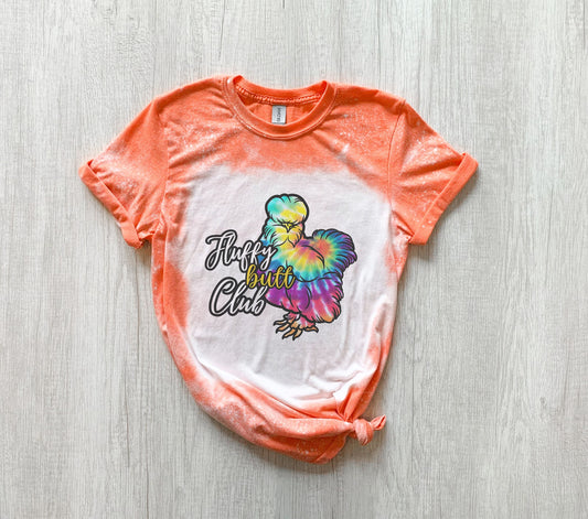 Fluffy Butt Club Chicken Shirt Tee, Silkie Chicken Bleached Tee, Funny Chicken Bleached Shirt, Chicken Shirt Tee