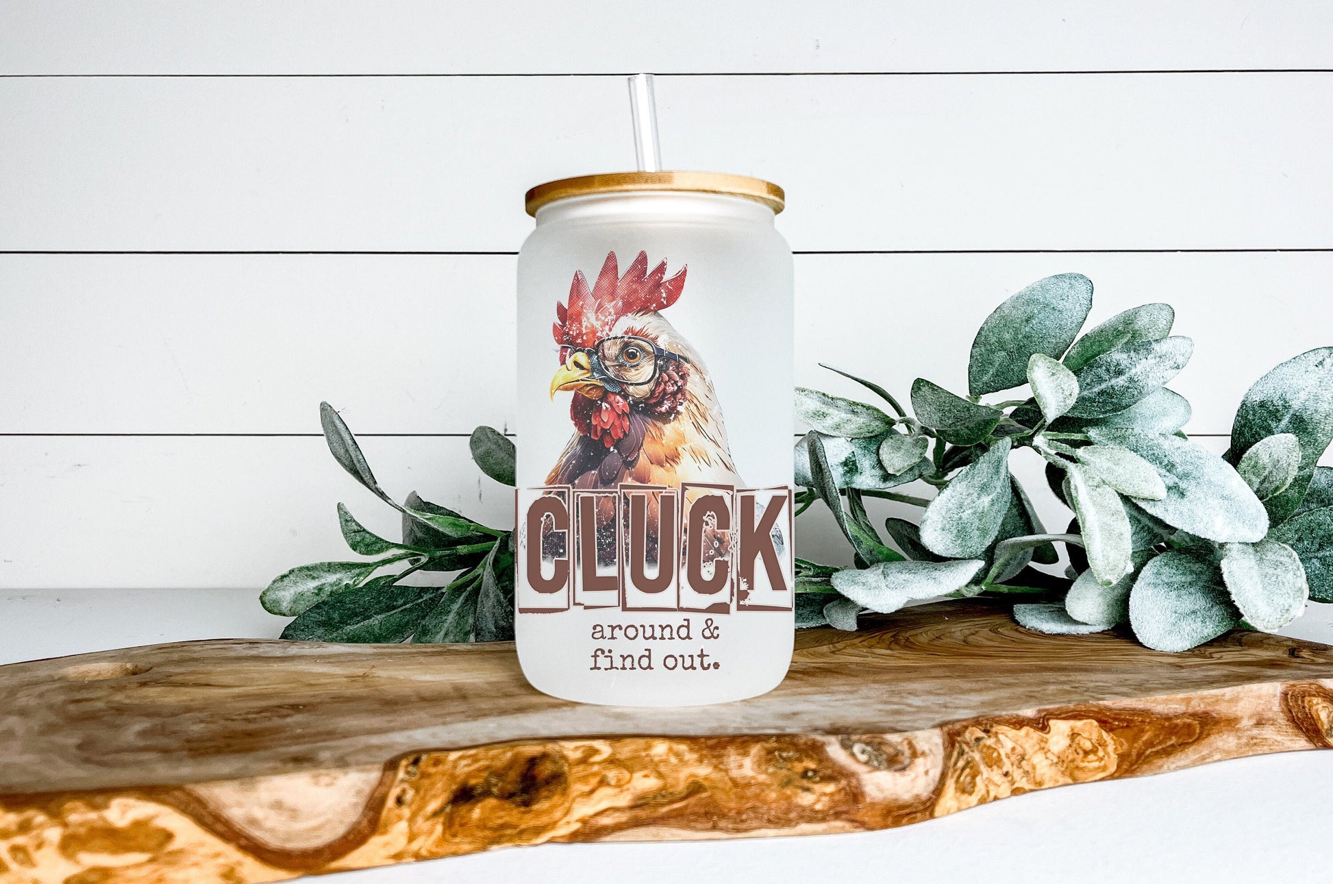Cluck Around and Find Out Chicken Cup Iced Coffee Cup Glass, Beer Can Glass, Chicken Coffee Cup, Glass Cup Coffee Can Beer
