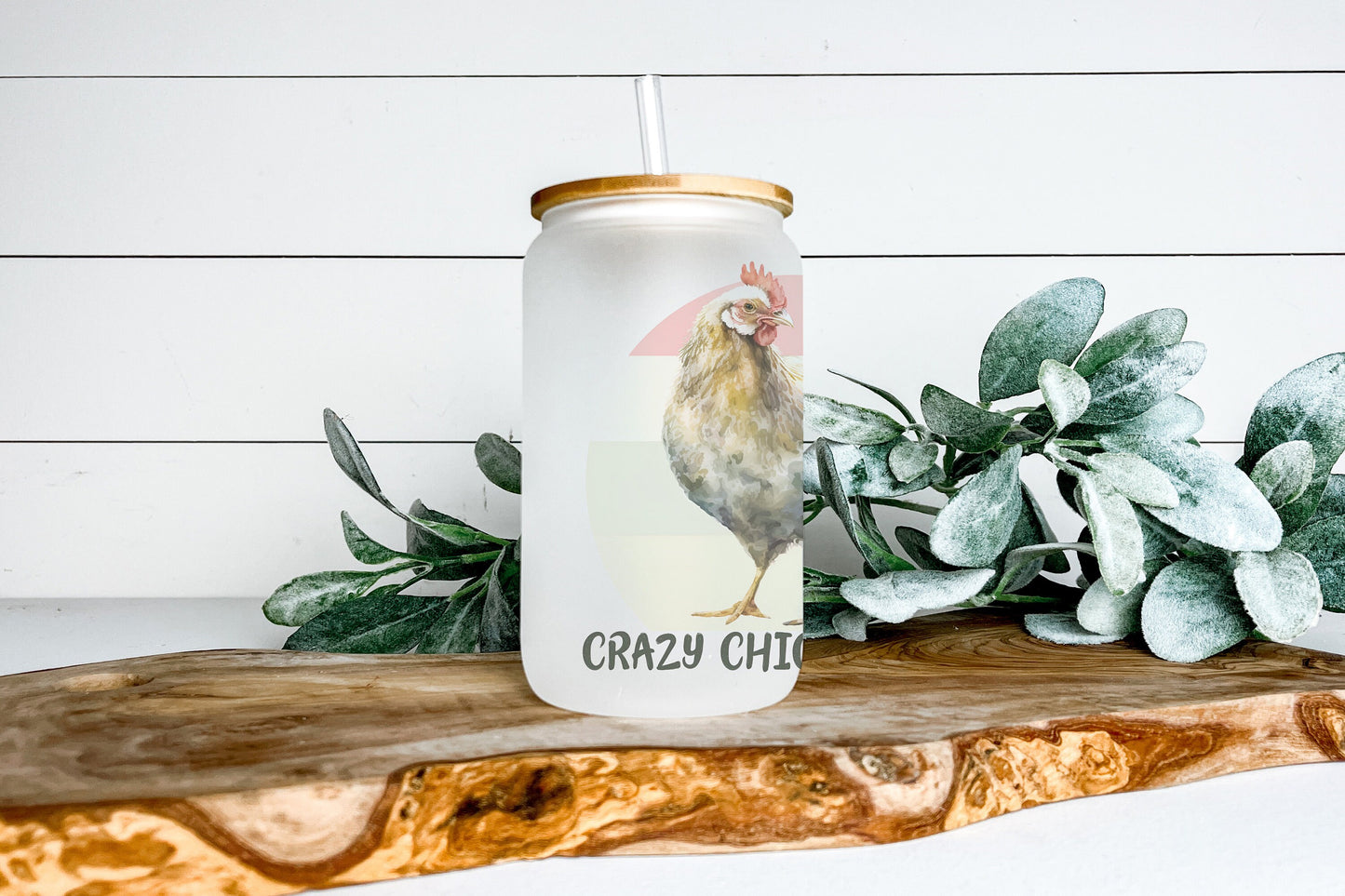 Crazy Chicken Lady Cup Iced Coffee Cup Glass, Beer Can Glass, Chicken Coffee Cup, Glass Cup Coffee Can Beer, Chicken Soda Can Glass