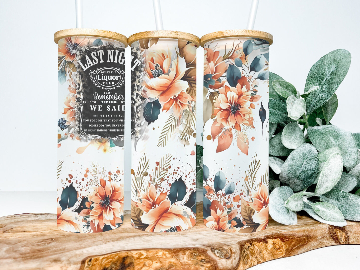 Last Night 25oz Frosted Glass Tumbler, Last Night Tumbler Country Tumbler