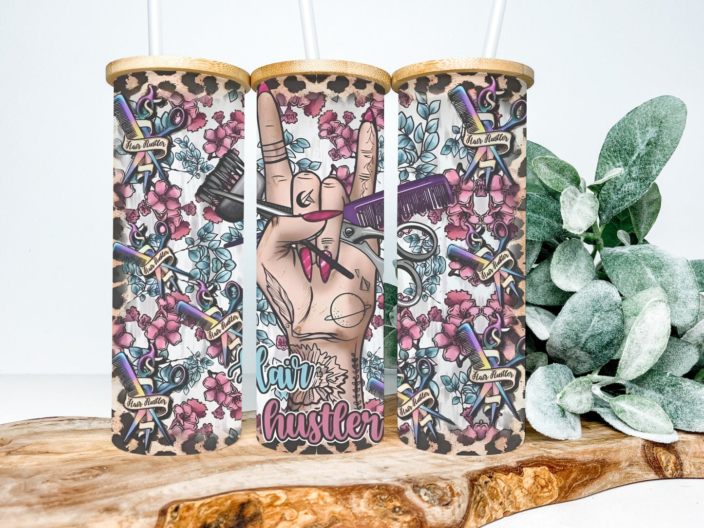 Hair Hustler 25oz Frosted Glass Tumbler, Hair Stylist Tumbler, Hair Stylist Frosted Tumbler Hair Stylist Tumbler