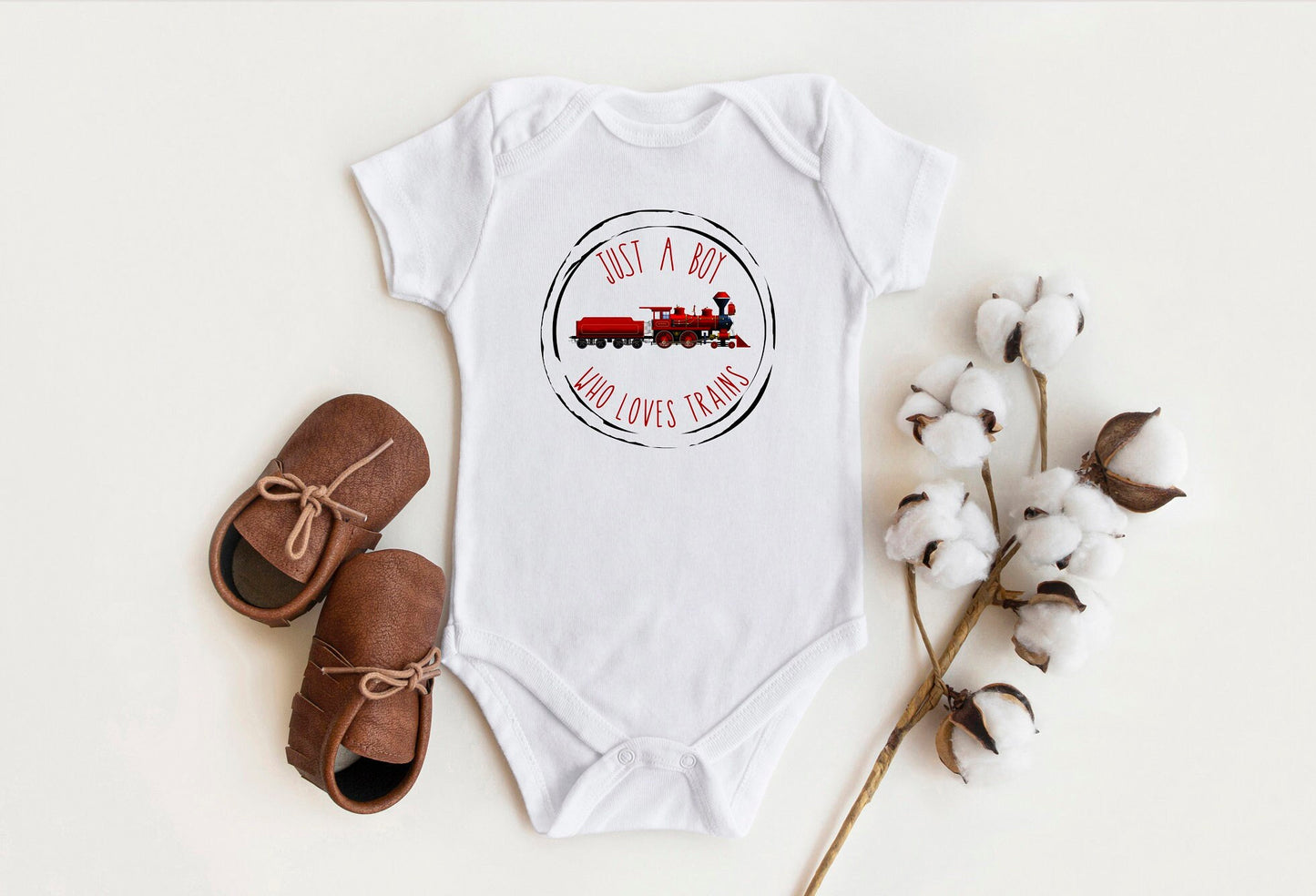 Just a Boy Who Loves Trains Bodysuit, Just a Boy Who Loves Trains Baby Creeper, Trains Baby