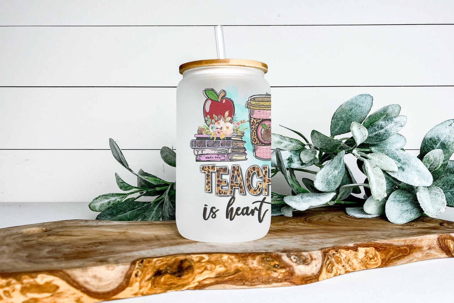 Teaching is Heart Work Teacher Cup Iced Coffee Cup Glass, Beer Can Glass, Teacher Iced Coffee Cup, Glass Cup Coffee Can Beer