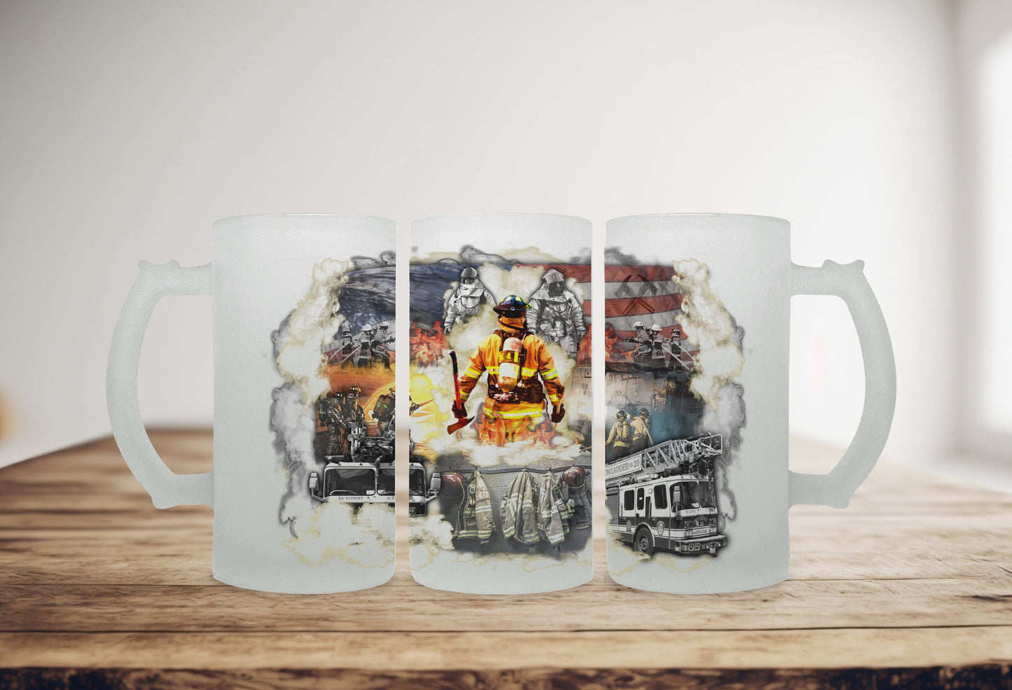 Fireman Frosted Stein, Fireman Beer Stein Beer Mug Firefighter Stein