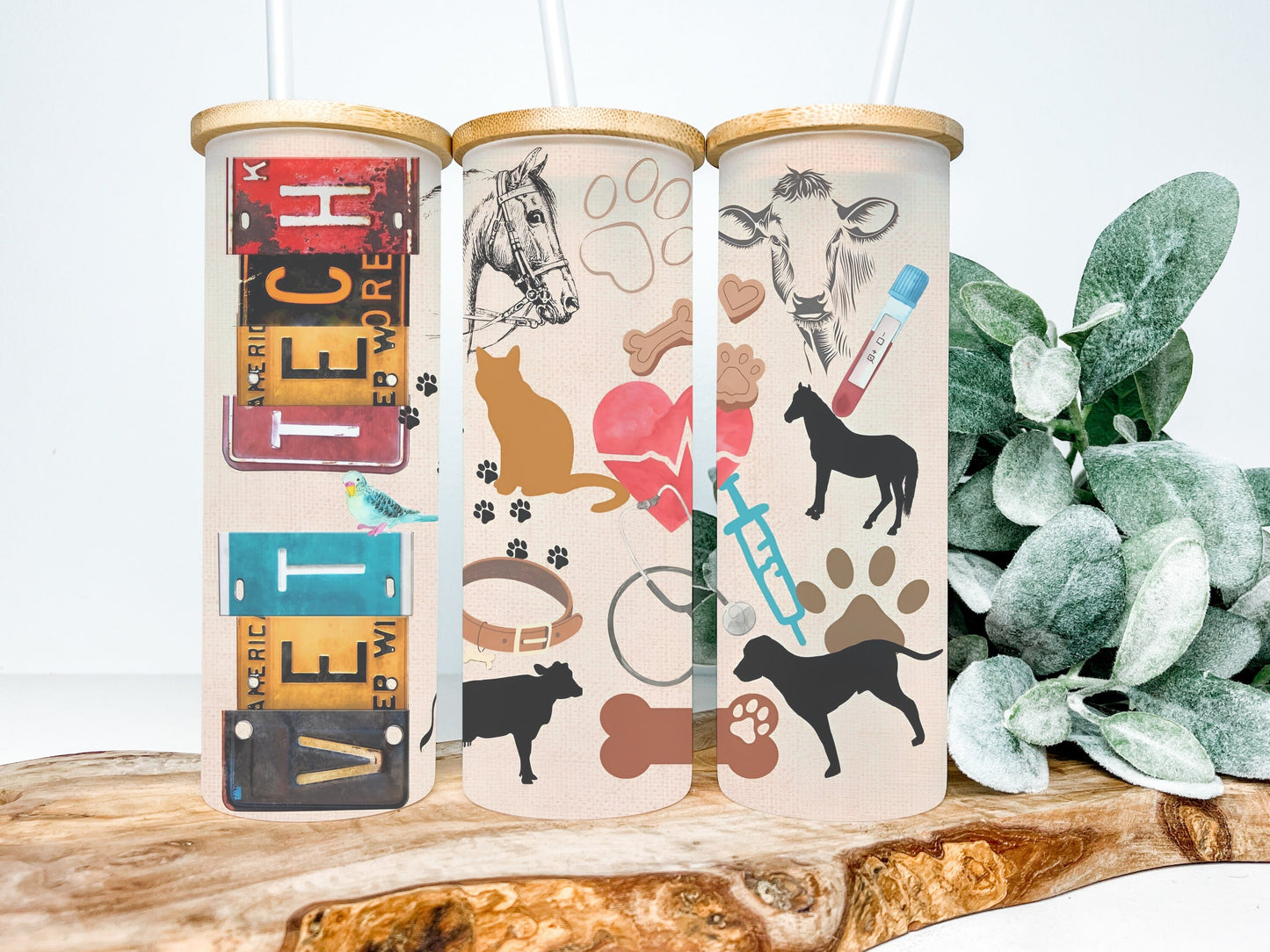 Vet Tech 25oz Frosted Glass Tumbler, Vet Tech Tumbler, Vet Tech Frosted Tumbler
