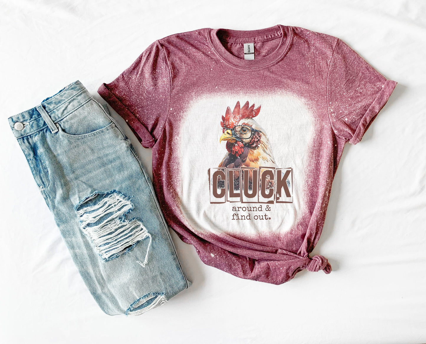Cluck Around and Find Out Shirt Tee, Cluck Around and Find Out Bleached Tee, Chicken Shirt Chicken Tee