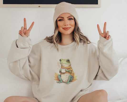 Cottage Core Frog Sweatshirt, Cottagecore Frog Crewneck
