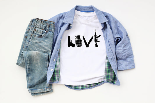 LOVE Guns Military Toddler Tee Kid's Tee T-Shirt Guns T-shirt Kid's Clothes T-shirt CUSTOM