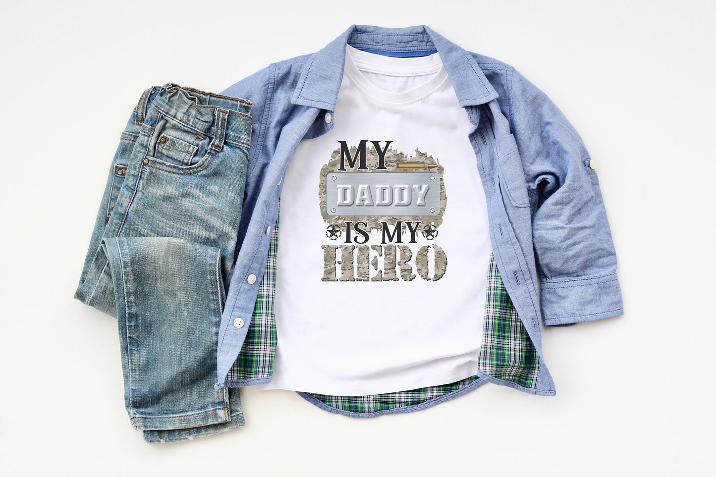 My Daddy is My Hero Youth Shirt Tee, Military Daddy Youth Shirt Tee, Cute Father's Day Gift Ideas