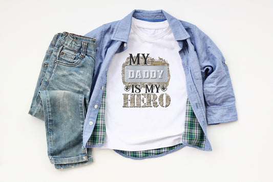 My Daddy is My Hero Youth Shirt Tee, Military Daddy Youth Shirt Tee, Cute Father's Day Gift Ideas