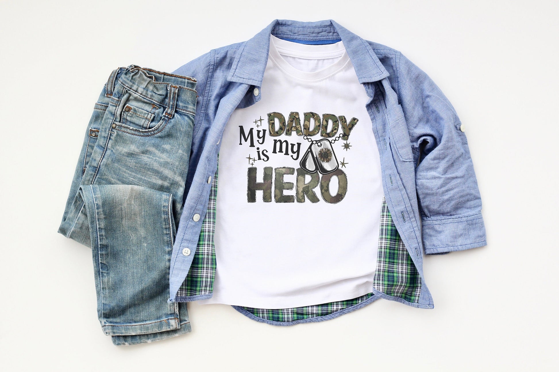 My Daddy is My Hero Youth Shirt Tee, Military Daddy Youth Shirt Tee, Cute Father's Day Gift Ideas