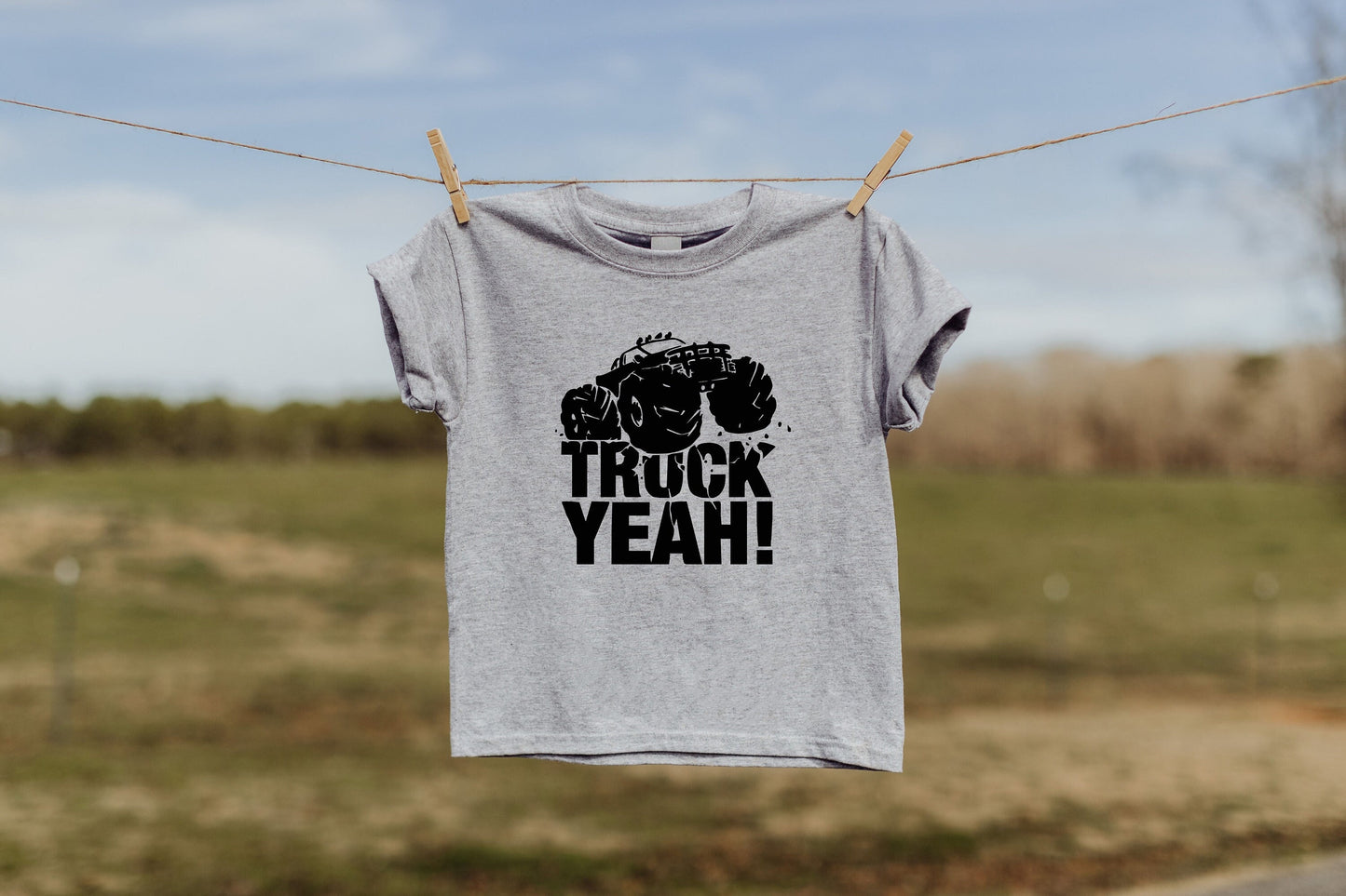 Truck YEAH Toddler Tee - Truck Yeah T-Shirt - Truck Shirt- Toddler Clothes GREY or PINK