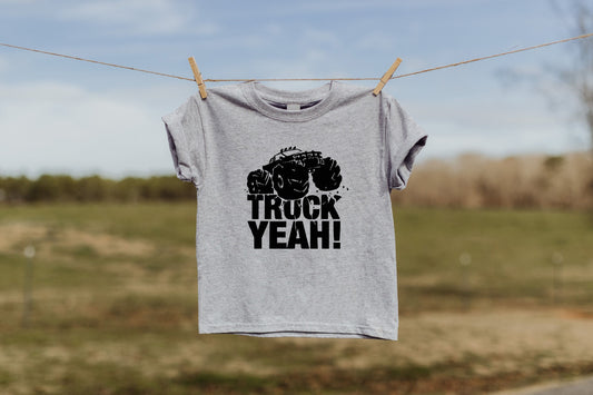 Truck YEAH Toddler Tee - Truck Yeah T-Shirt - Truck Shirt- Toddler Clothes GREY or PINK