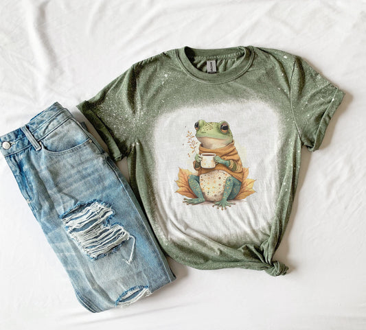 Cottage Core Frog Shirt Tee, Cottgaecore Frog Bleached Shirt, Hipster Frog Shirt Frog Tee