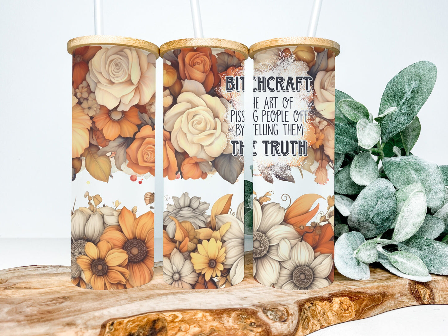 Bitchcraft 25oz Frosted Glass Tumbler, Bitchcraft Tumbler