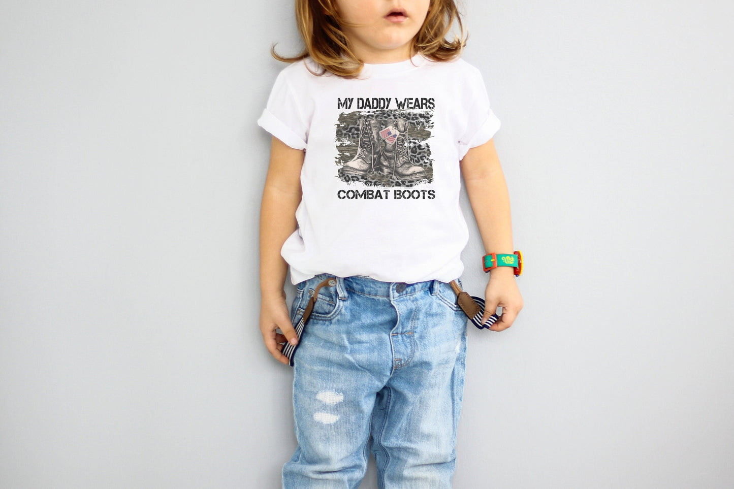 My Daddy Wears Combat Boots Youth Shirt Tee, Military Daddy Youth Shirt Tee, Cute Father's Day Gift Ideas