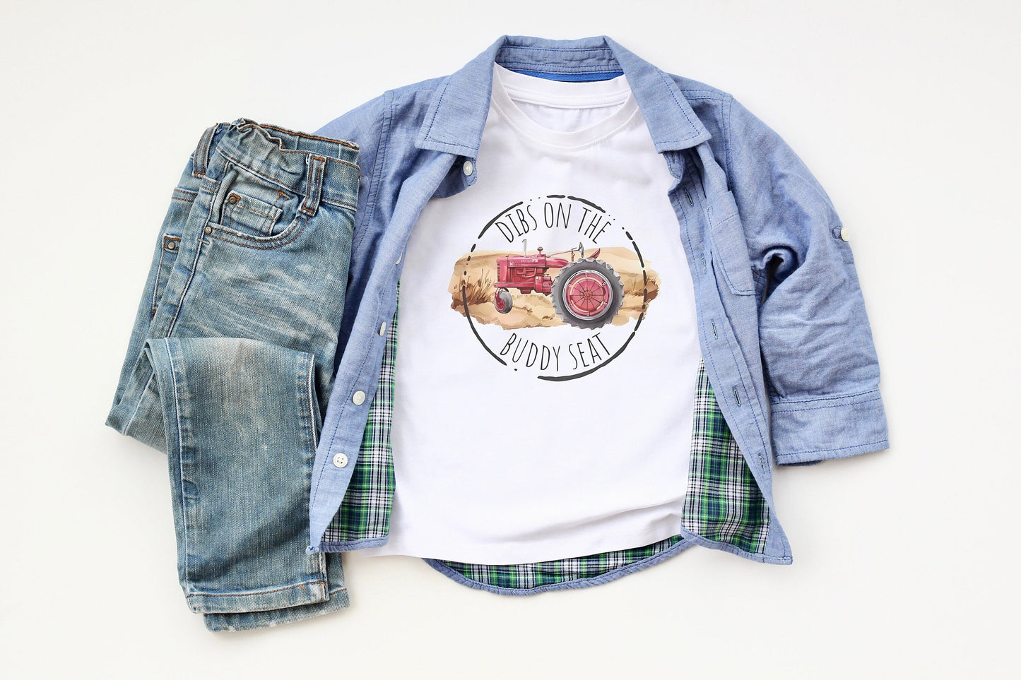 Dibs on the Buddy Seat Tractor Youth Shirt Tee, Country Tractor Shirt Tee