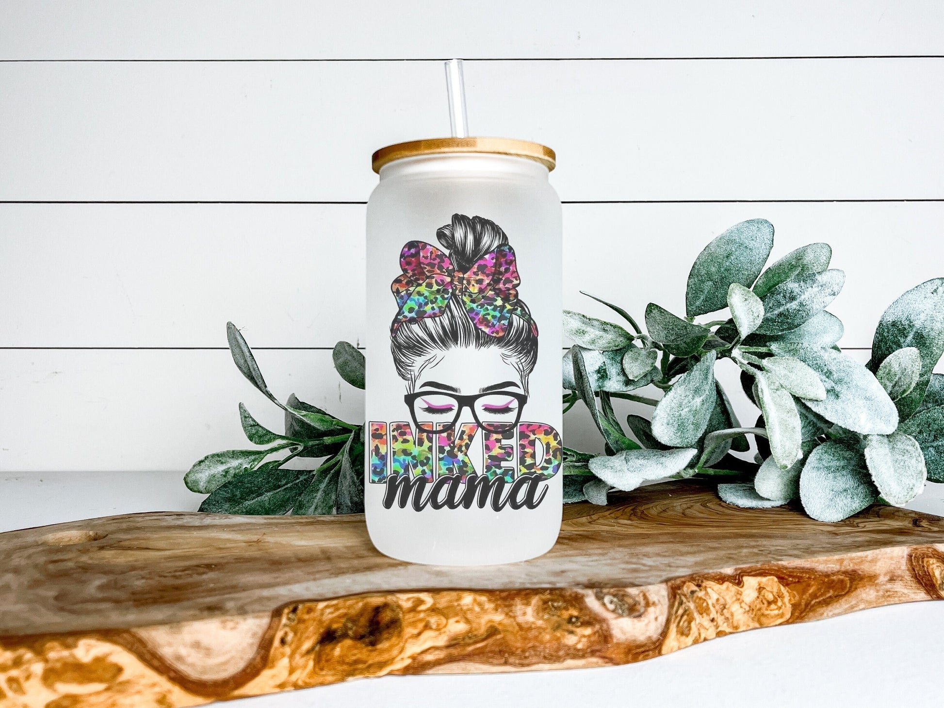 Inked Mama Cup Iced Coffee Cup Glass, Beer Can Glass, Inked Mama Coffee Cup, Glass Cup Coffee Can Beer, Inked Mama Glass Can