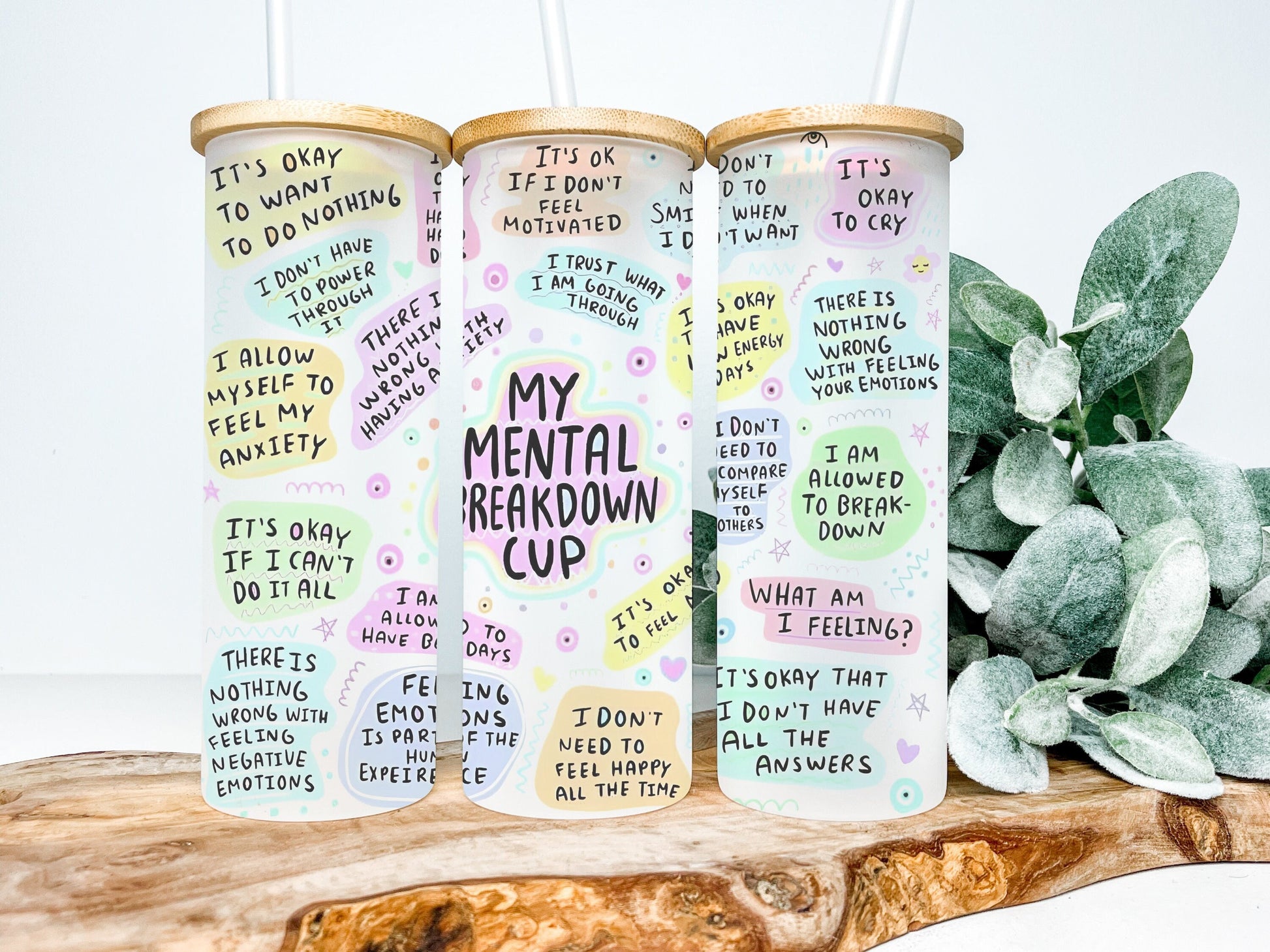 My Mental Breakdown Cup 25oz Frosted Glass Tumbler, Mental Breakdown Cup Frosted Tumbler