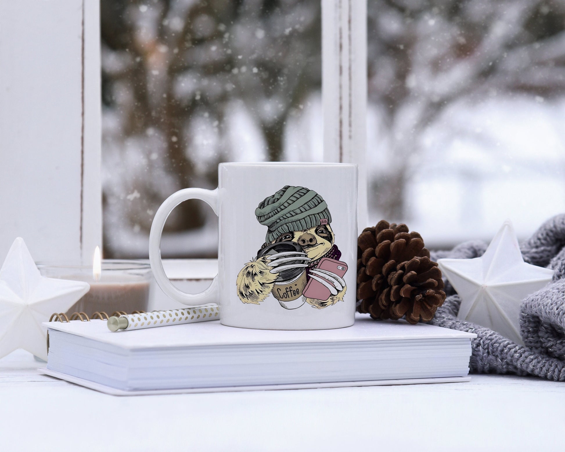 Hipster Sloth Mug, Sloth Mug, Sloth Coffee Mug