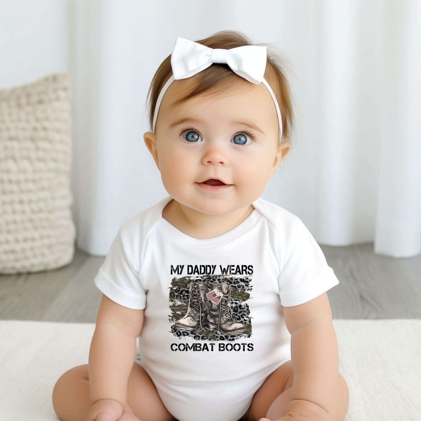 My Daddy Wears Combat Boots Baby Bodysuit, Military Daddy Baby Creeper, Cute Father's Day Gift Ideas