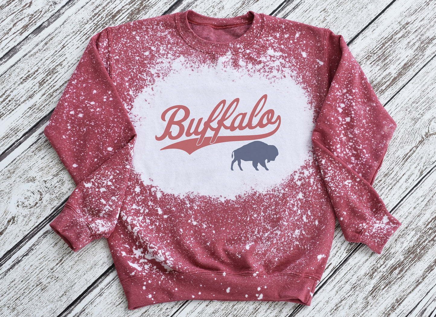 Buffalo Crewneck Sweatshirt, Buffalo Bleached Sweatshirt