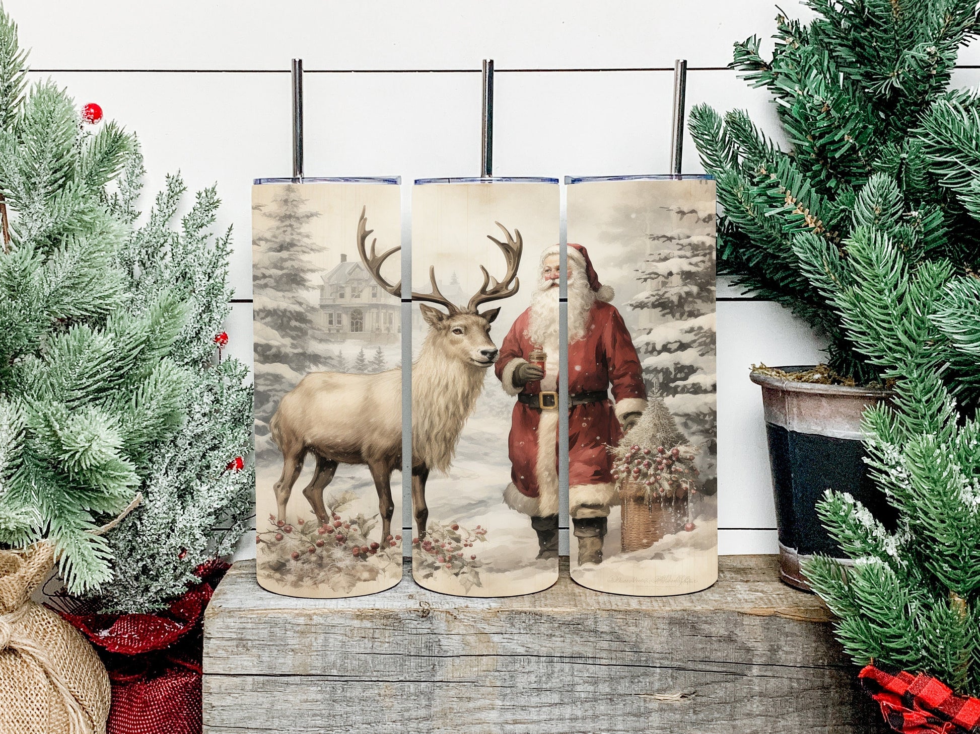 Vintage Santa Christmas Tumbler, Vintage Santa Christmas Skinny Tumbler, Vintage Santa Christmas Tumbler