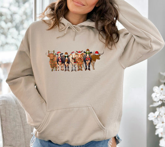 Christmas Cow Sweatshirt, Christmas Cow Hoodie Christmas Cow Hoody