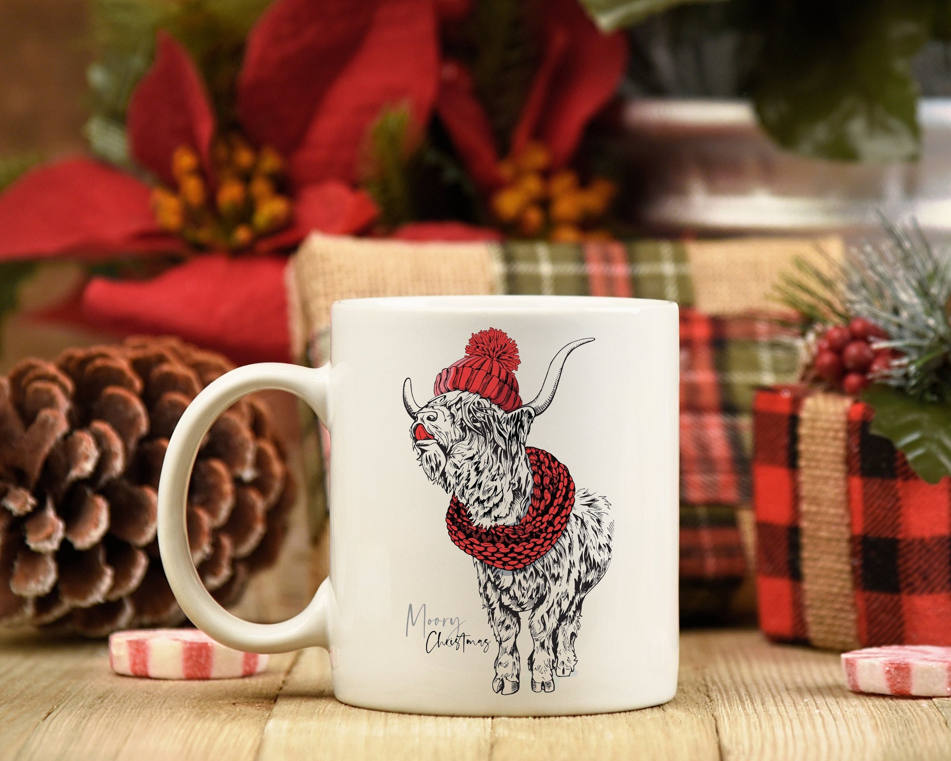 Moory Christmas Mug, Christmas Mug, Christmas Cows Mug, Funny Christmas Mug