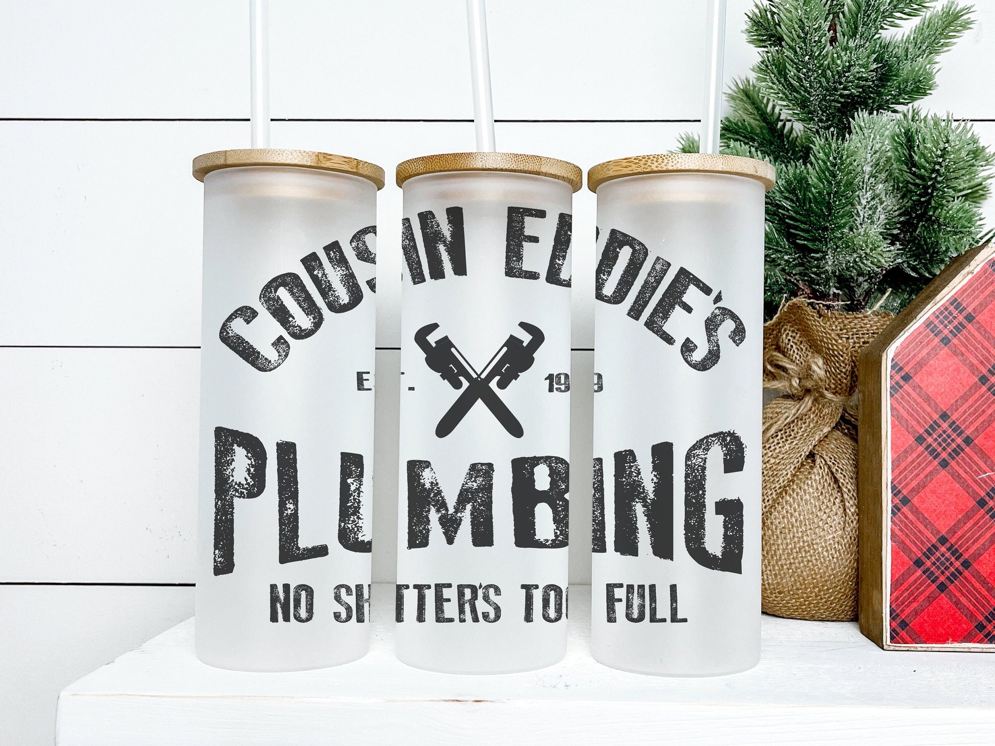 Funny Christmas Tumbler 25oz Frosted Glass Tumbler, Funny Christmas Frosted Tumbler