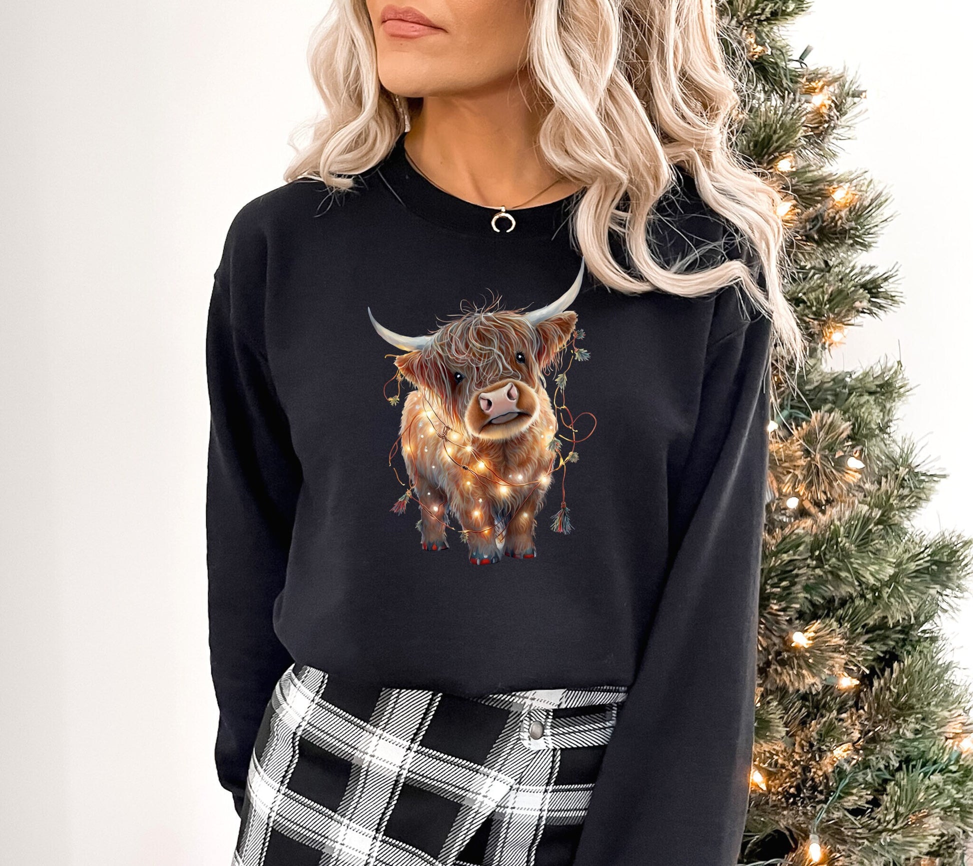 Christmas Highland Cow Sweatshirt, Christmas Highland Cow Crewneck Sweatshirt