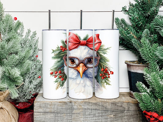 Christmas Chicken Tumbler, Christmas Chicken Skinny Tumbler, Christmas Chicken Tumbler