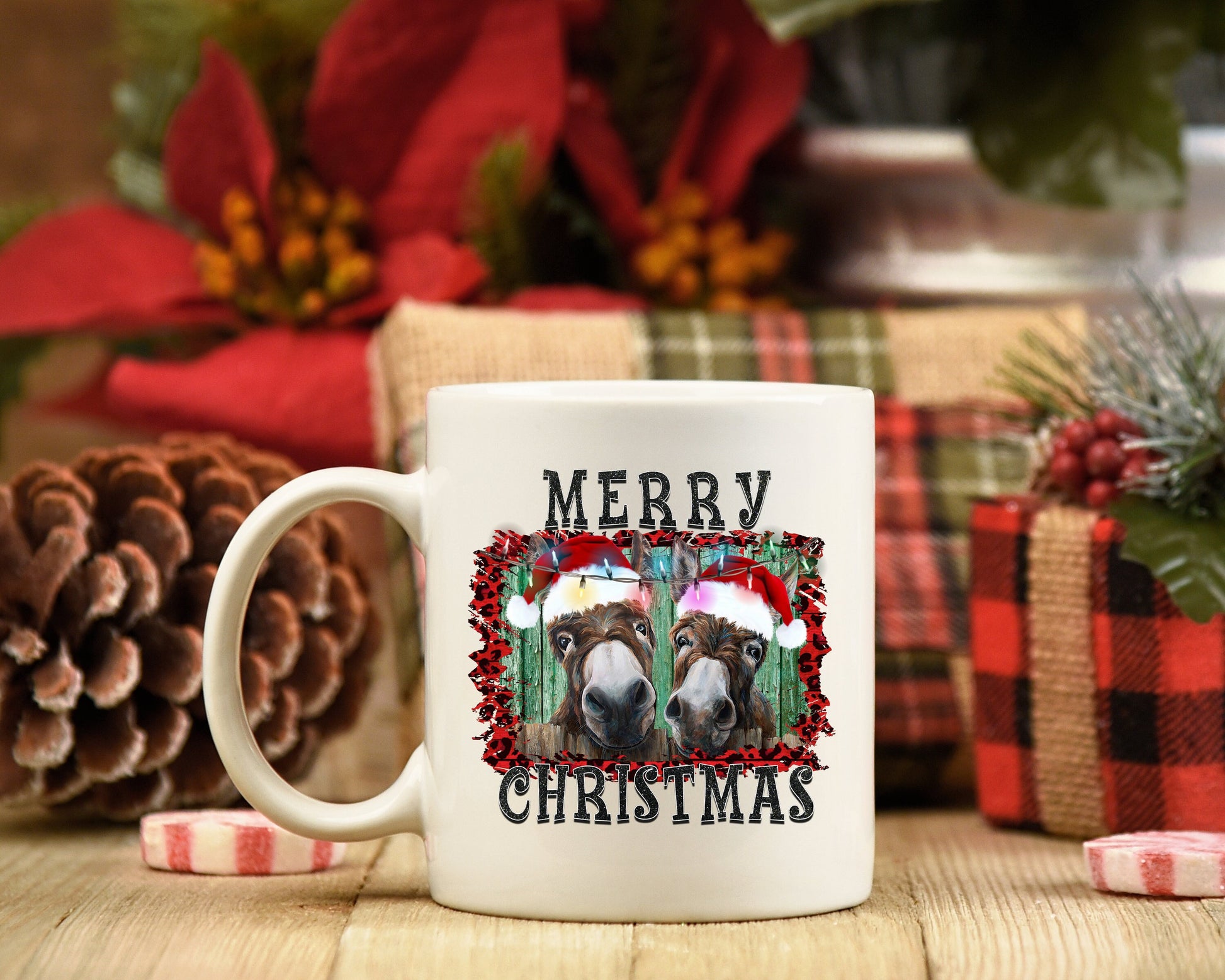 Donkeys Merry Christmas Mug, Christmas Mug, Christmas Donkeys Mug, Funny Christmas Mug