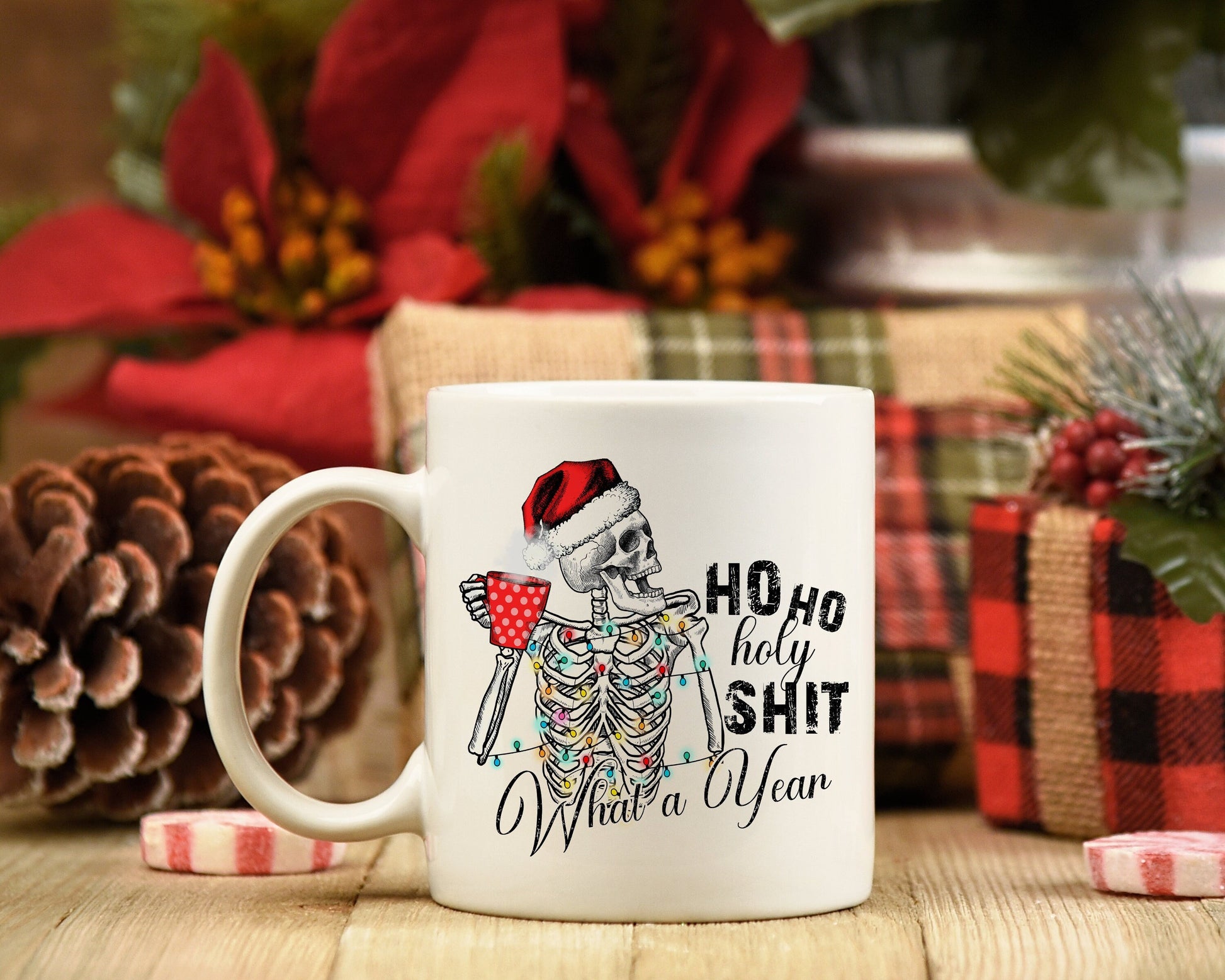 What a Year Christmas Skeleton Mug, Christmas Mug, Christmas Skull Mug, Funny Christmas Mug
