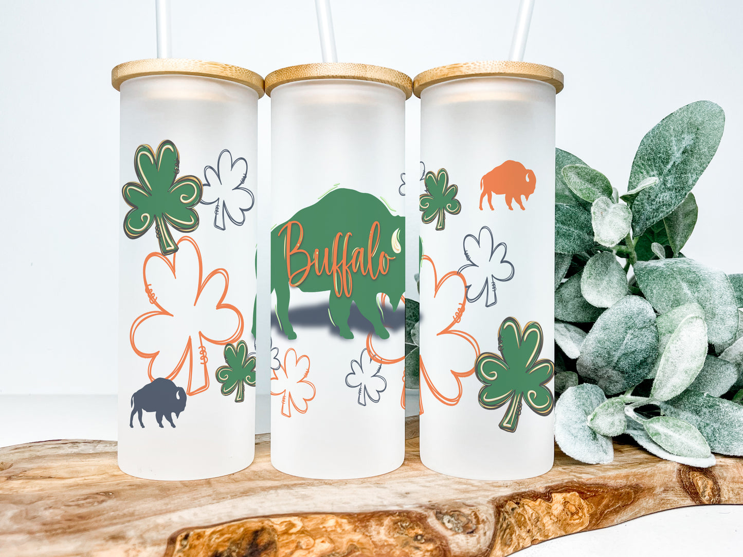 Buffalo 25oz Frosted Glass Tumbler, Buffalo Tumbler, Buffalo Frosted Tumbler