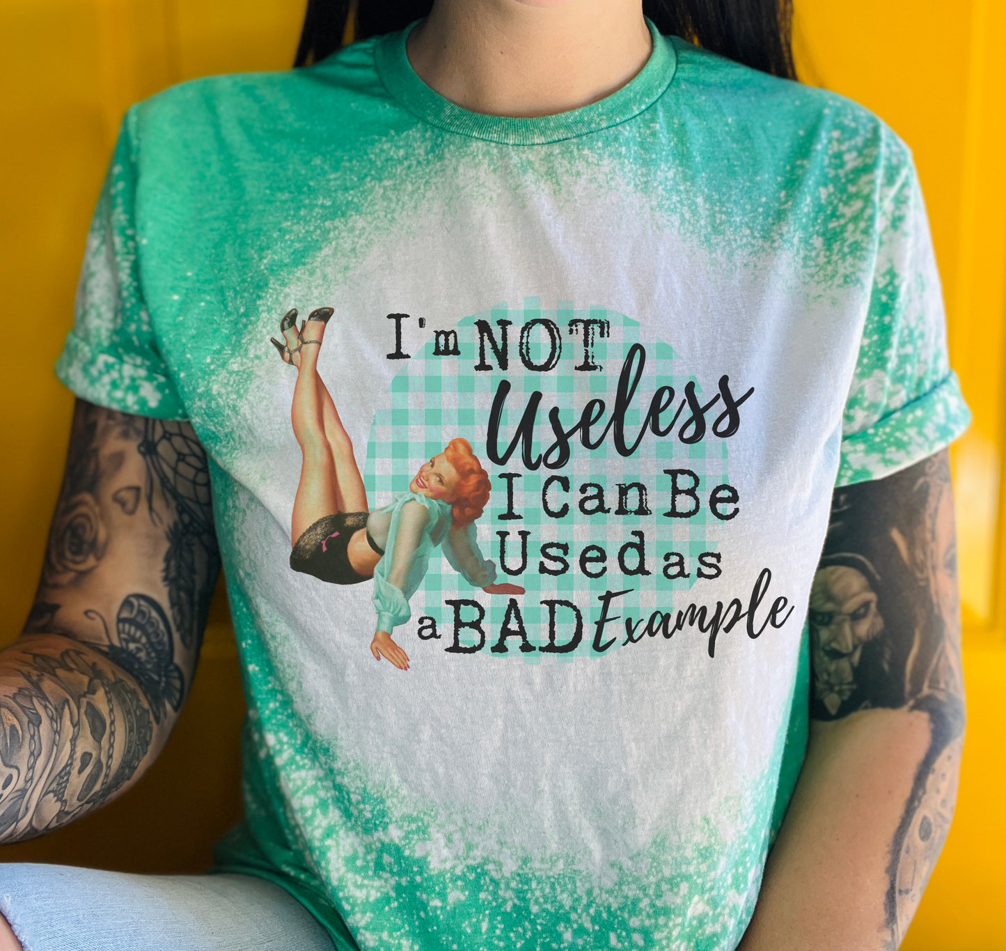 I'm Not Useless Tee Shirt, Retro Housewife Bleached Tee