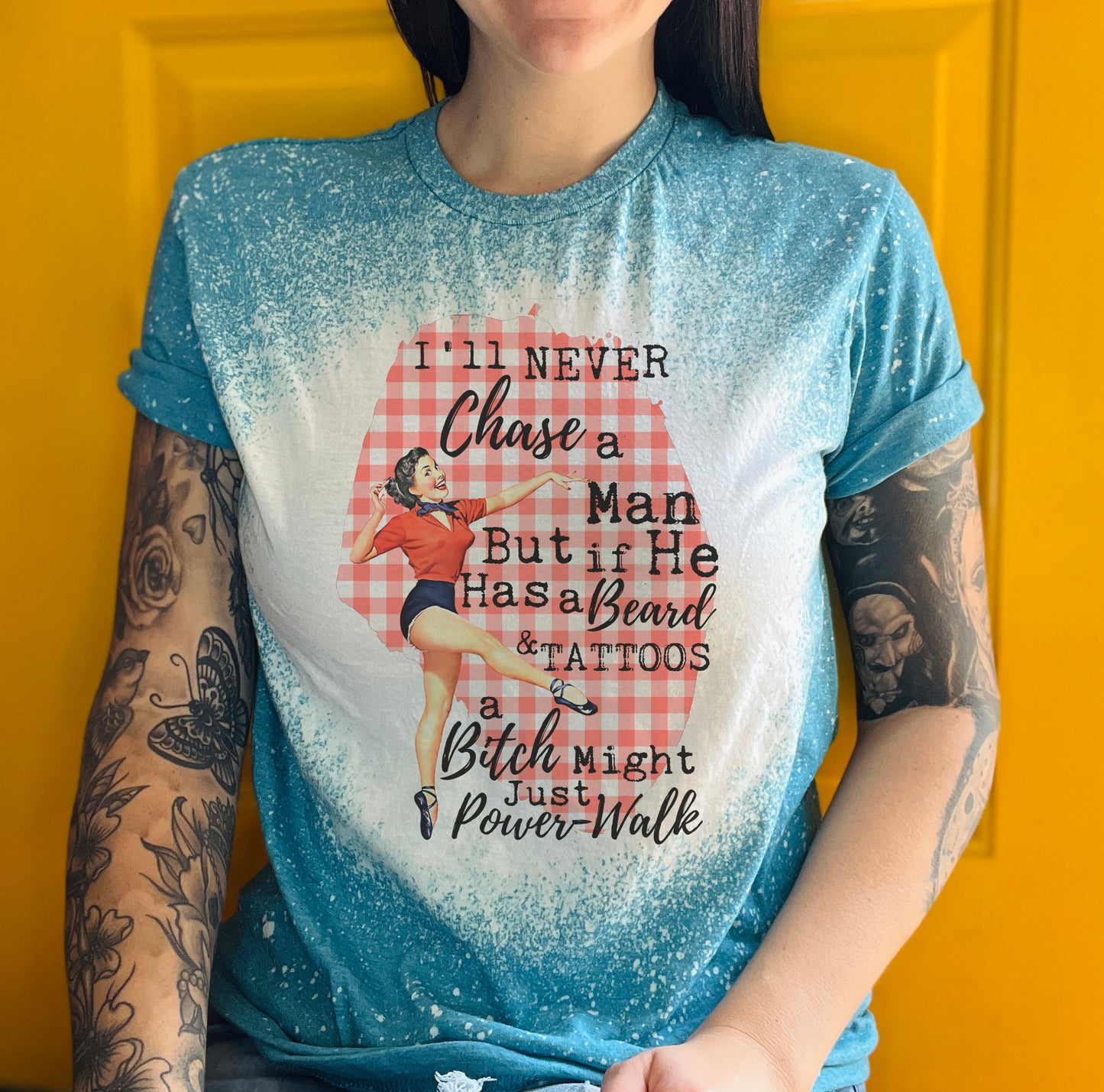 I'll Never Chase a Man Tee Shirt, Retro Housewife Bleached Tee