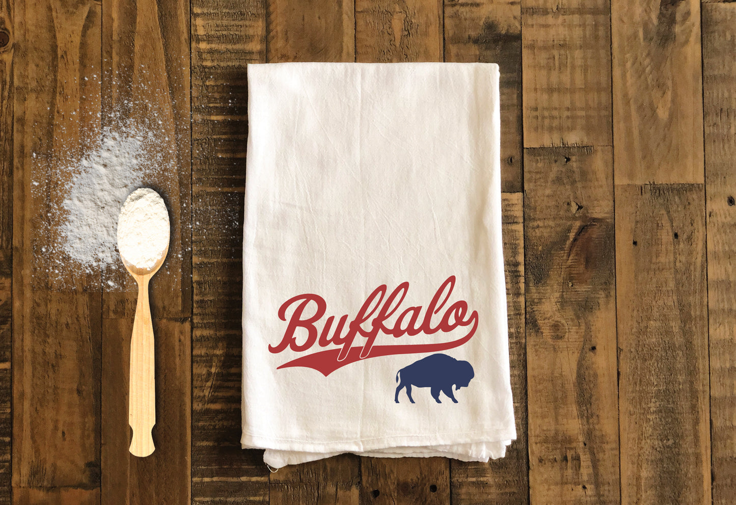 Buffalo Tea Towel- Buffalo Kitchen Tea Towels - Buffalo Flour Sack Dish Towel - Buffalo Housewarming Gift Kitchen Decor