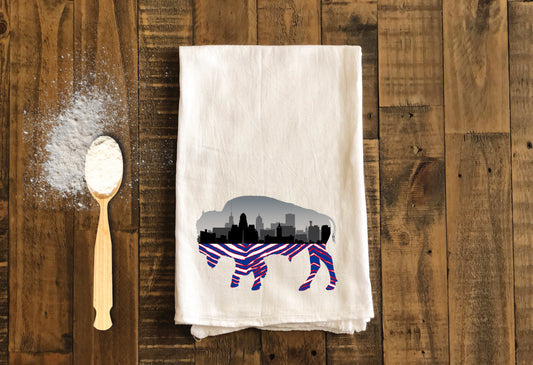 Buffalo Tea Towel- Buffalo Kitchen Tea Towels - Buffalo Flour Sack Dish Towel - Buffalo Housewarming Gift Kitchen Decor