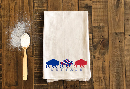 Buffalo Tea Towel- Buffalo Kitchen Tea Towels - Buffalo Flour Sack Dish Towel - Buffalo Housewarming Gift Kitchen Decor