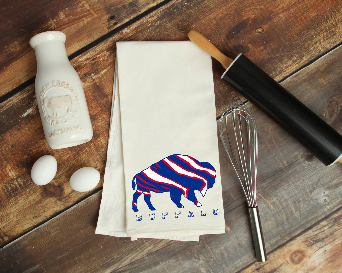 Buffalo Tea Towel- Buffalo Kitchen Tea Towels - Buffalo Flour Sack Dish Towel - Buffalo Housewarming Gift Kitchen Decor