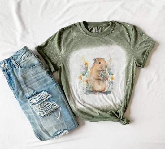 Capybara Bleach Shirt Tee, Capybara Bleached Tee, Cute Rodent Shirt Tee