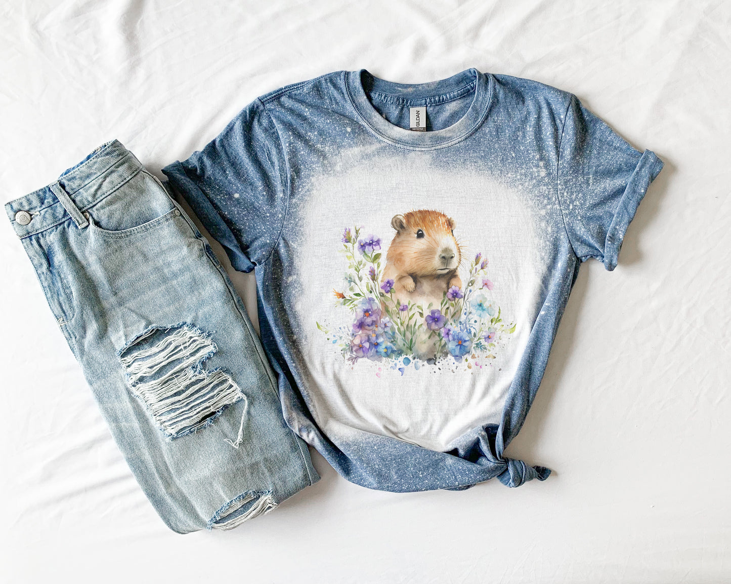 Capybara Bleach Shirt Tee, Capybara Bleached Tee, Cute Rodent Shirt Tee