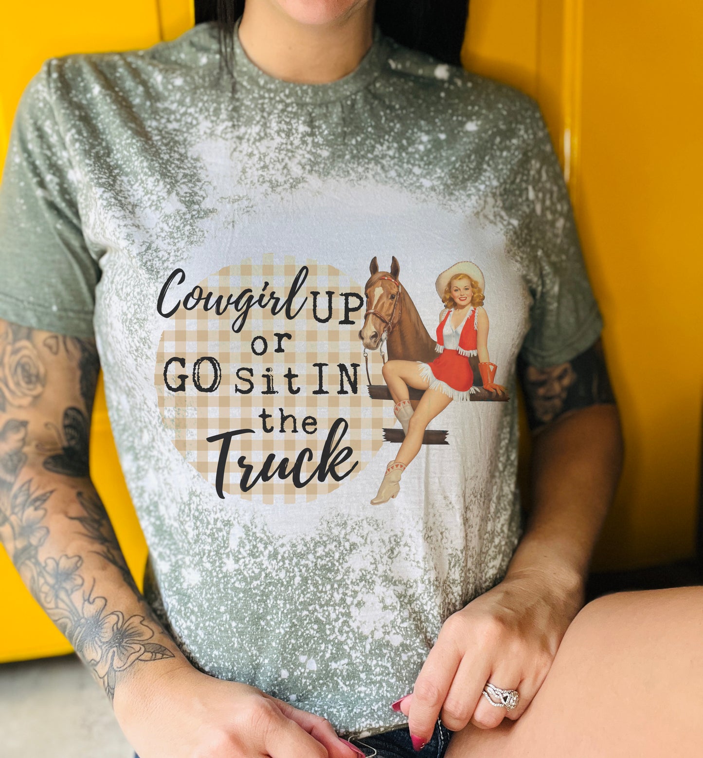 Go Sit In The Truck Tee Shirt, Retro Housewife Bleached Tee