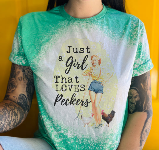 Just a Girl Tee Shirt, Retro Housewife Bleached Tee